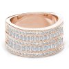 Art Deco White Sapphire Wedding Band in 925 Sterling Silver with Rose Gold Accents