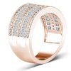 Art Deco White Sapphire Wedding Band in 925 Sterling Silver with Rose Gold Accents