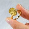 Oval Cut Yellow Topaz Solitaire Engagement Ring in 18K Gold Plated Sterling Silver