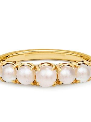Classic Pearl Ring for Women - 18K Gold Plated Sterling Silver Jewelry