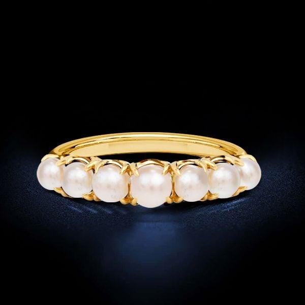 Classic Pearl Ring for Women - 18K Gold Plated Sterling Silver Jewelry
