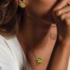 Peridot Necklace and Stud Earrings Set - Cushion Cut Sterling Silver
