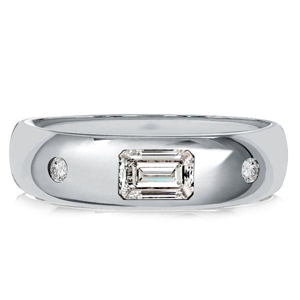 Emerald Cut Flush Setting Band Ring in 925 Sterling Silver with 0.58 CT. TW.