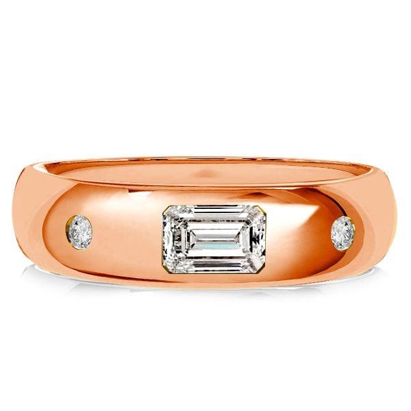 Emerald Cut Flush Setting Band Ring in 925 Sterling Silver with 0.58 CT. TW.