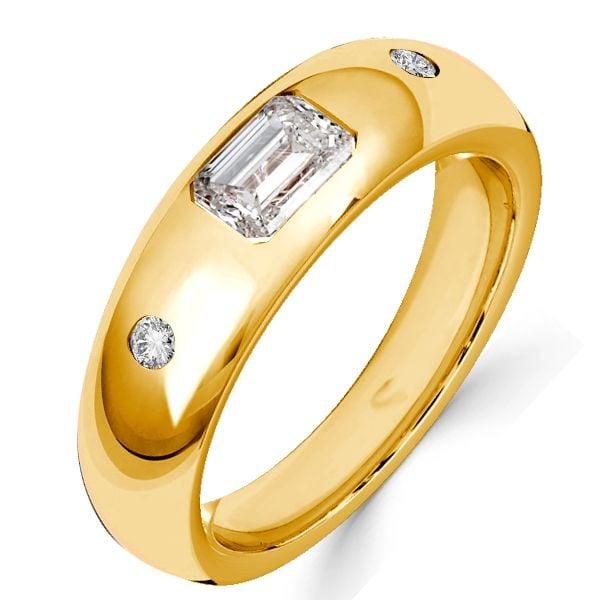 Emerald Cut Flush Setting Band Ring in 925 Sterling Silver with 0.58 CT. TW.
