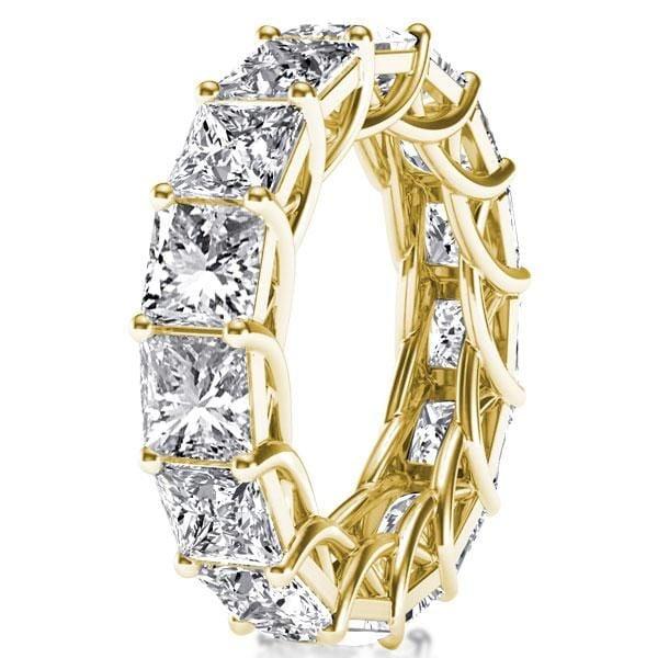 18K Gold Plated Sterling Silver Princess Cut Created White Sapphire Eternity Wedding Band