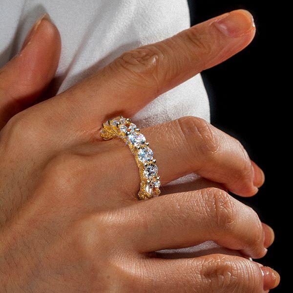 Dainty Double Prong Eternity Wedding Band in 18K Gold Plated Sterling Silver