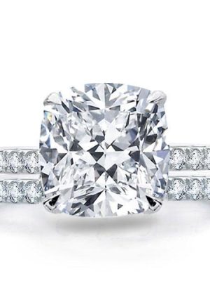 Classic Cushion Cut White Sapphire Bridal Ring Set in Sterling Silver