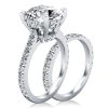 Classic Cushion Cut White Sapphire Bridal Ring Set in Sterling Silver