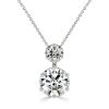 Sterling Silver Two Stone Round Cut Pendant Necklace - 2.44 CT. TW