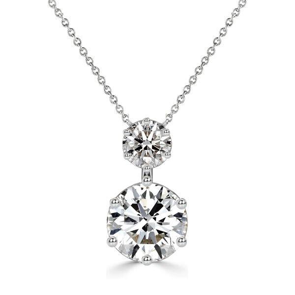 Sterling Silver Two Stone Round Cut Pendant Necklace - 2.44 CT. TW