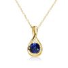 Round Cut Blue Sapphire Drop Pendant Necklace in 925 Sterling Silver