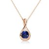 Round Cut Blue Sapphire Drop Pendant Necklace in 925 Sterling Silver