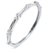 Sterling Silver Bangle Bracelet with Bezel Set Round White Sapphire for Women