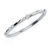 Sterling Silver Bangle Bracelet with Bezel Set Round White Sapphire for Women