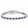 Blue & White Round Cut Cubic Zirconia Tennis Bracelet in Sterling Silver