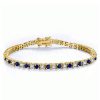 Blue & White Round Cut Cubic Zirconia Tennis Bracelet in Sterling Silver