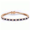 Blue & White Round Cut Cubic Zirconia Tennis Bracelet in Sterling Silver