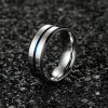Blue Groove Titanium Wedding Band - Silver & Blue Ring for Men