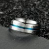 Blue Groove Titanium Wedding Band - Silver & Blue Ring for Men