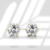 4.00 CT. TW. Six Prong Round Cut Stud Earrings in 18K Gold Plated Sterling Silver