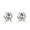 4.00 CT. TW. Six Prong Round Cut Stud Earrings in 18K Gold Plated Sterling Silver
