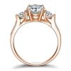 Three Stone Created White Sapphire Engagement Ring in 18K Rose Gold Plated Sterling Silver