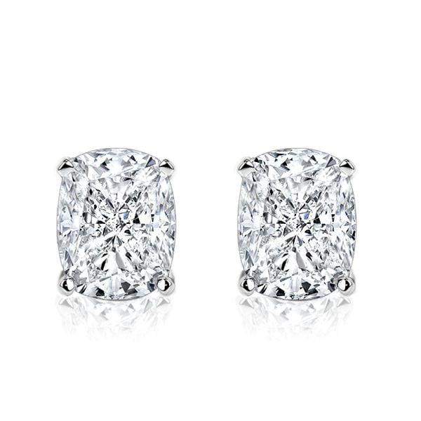 925 Sterling Silver Cushion Cut Stud Earrings for Women with Rhodium Finish