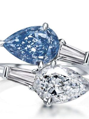 Pear Cut Twin Stone Engagement Ring - Sterling Silver