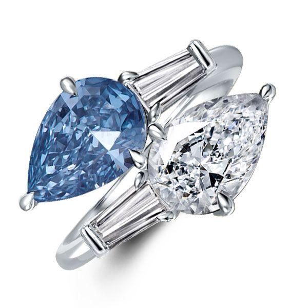 Pear Cut Twin Stone Engagement Ring - Sterling Silver