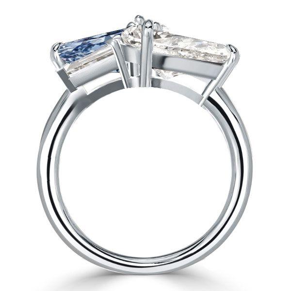 Pear Cut Twin Stone Engagement Ring - Sterling Silver