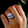 Pear Cut Twin Stone Engagement Ring - Sterling Silver