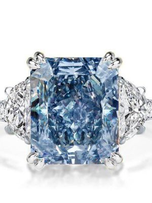 Radiant Cut Blue Topaz Ring - 925 Sterling Silver Wedding Engagement Ring