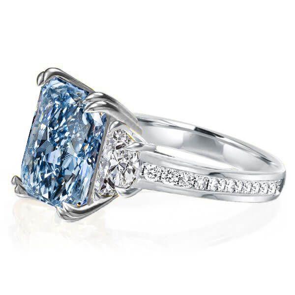 Radiant Cut Blue Topaz Ring - 925 Sterling Silver Wedding Engagement Ring