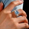 Radiant Cut Blue Topaz Ring - 925 Sterling Silver Wedding Engagement Ring