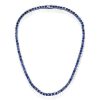 Classic Round Cut Blue Cubic Zirconia Tennis Necklace for Women - Sterling Silver