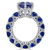 Round Cut Created Blue Sapphire Eternity Engagement Ring in Sterling Silver