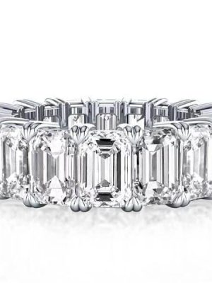 8.15 CT. TW. Emerald Created White Sapphire Eternity Wedding Band in Rhodium-Plated Sterling Silver