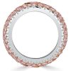 Sterling Silver Multi-Row Band Ring with Micro-Pave Emerald and Pink Pear Shaped Stones