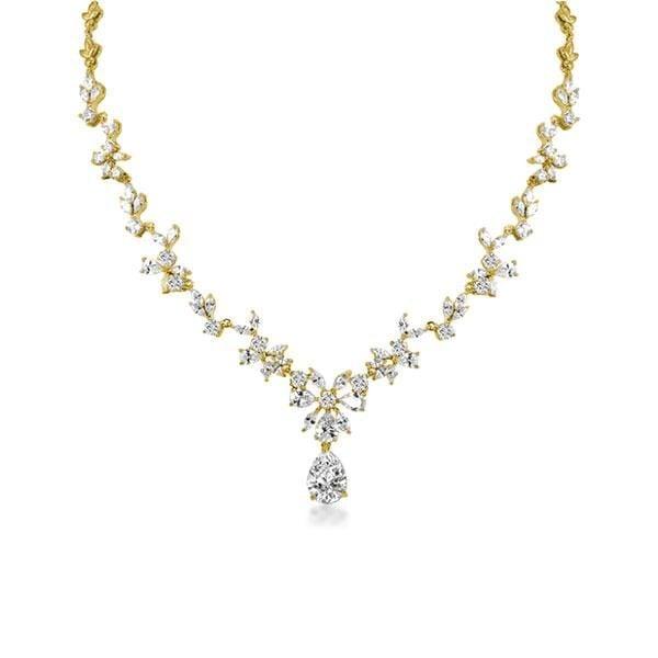 18k Gold Plated Sterling Silver Pear Cut Fashion Necklace and Earring Jewelry Set