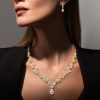18k Gold Plated Sterling Silver Pear Cut Fashion Necklace and Earring Jewelry Set