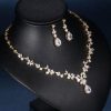 18k Gold Plated Sterling Silver Pear Cut Fashion Necklace and Earring Jewelry Set