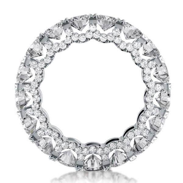 Wedding Couple Rings: Halo Eternity White Sapphire & Titanium/Sterling Silver