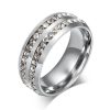 Wedding Couple Rings: Halo Eternity White Sapphire & Titanium/Sterling Silver