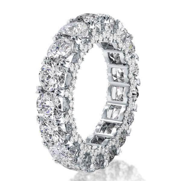 Wedding Couple Rings: Halo Eternity White Sapphire & Titanium/Sterling Silver