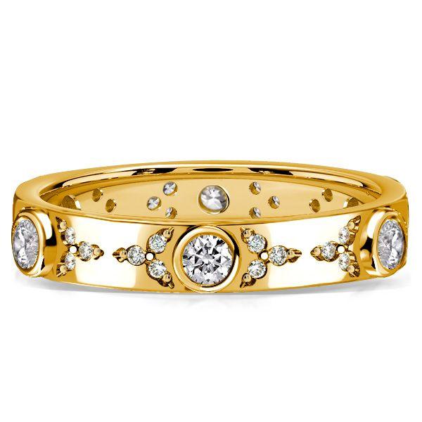 18K Gold Plated Sterling Silver Bezel Set CZ Eternity Band Wedding Ring for Women