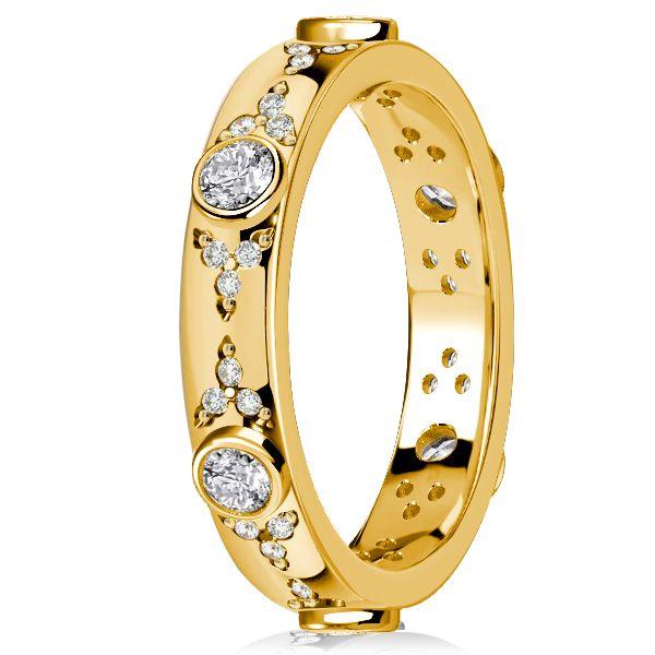 18K Gold Plated Sterling Silver Bezel Set CZ Eternity Band Wedding Ring for Women