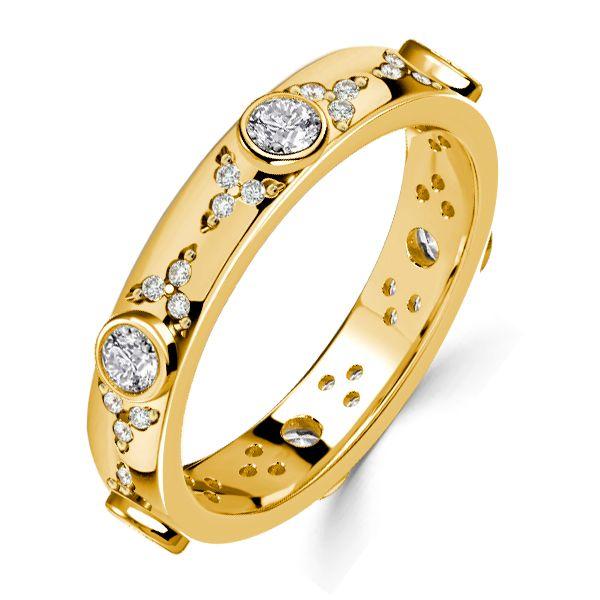 18K Gold Plated Sterling Silver Bezel Set CZ Eternity Band Wedding Ring for Women