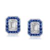 Filigree Halo Emerald Stud Earrings in Sterling Silver
