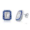 Filigree Halo Emerald Stud Earrings in Sterling Silver
